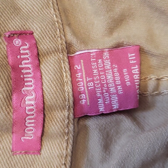 Woman Within 18T Tan denim pants - wide leg - Picture 2 of 5